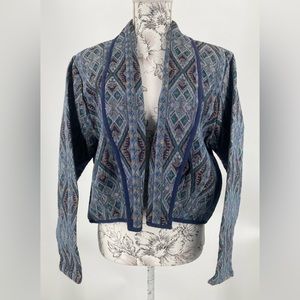 Side Saddle tapestry woven Aztec southwestern print‎ cropped jacket, size 1XL
